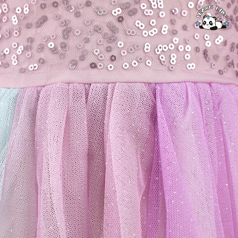 LEZONKIDS - Summer Sweet Girls' Sleeveless Sequin Princess Ball Gown Tulle Dress ODM Children's Party Dress